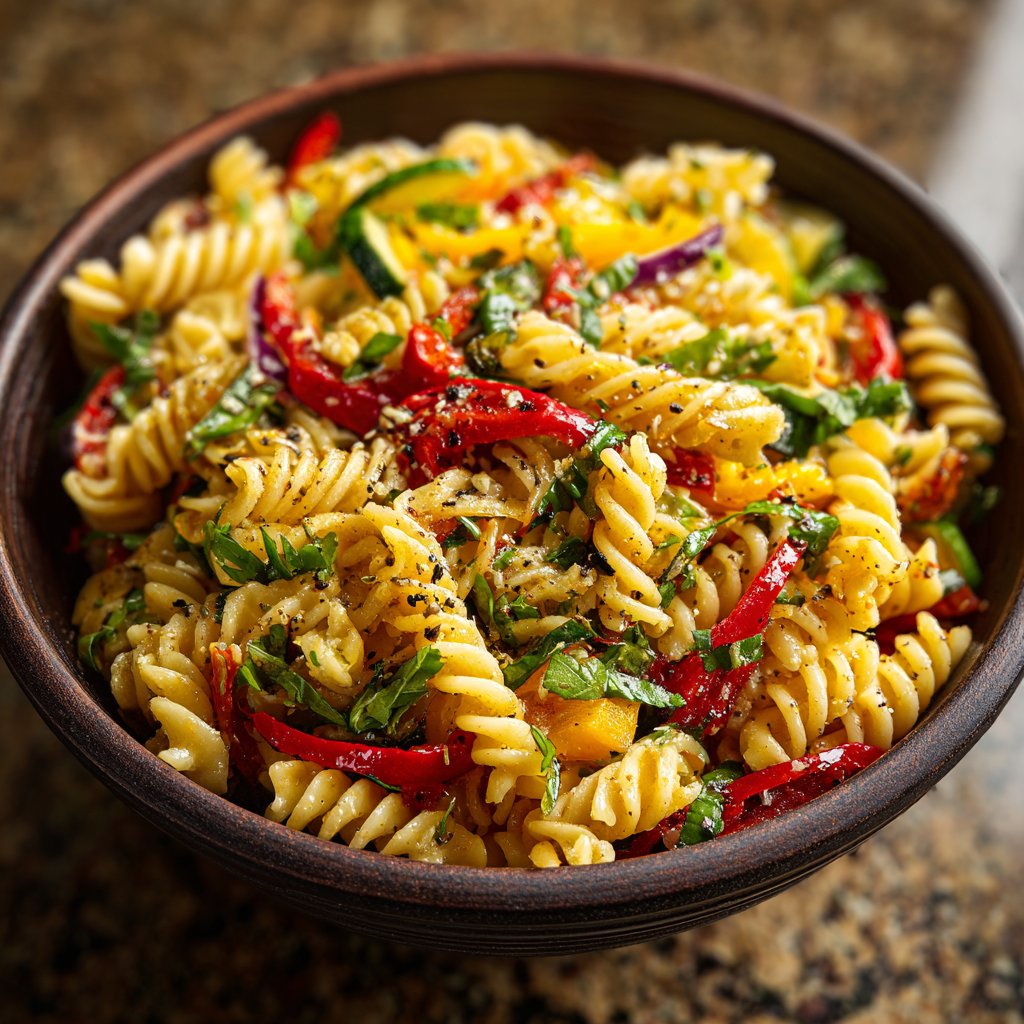 Healthy Lunch Roasted Vegetable Pasta Salad