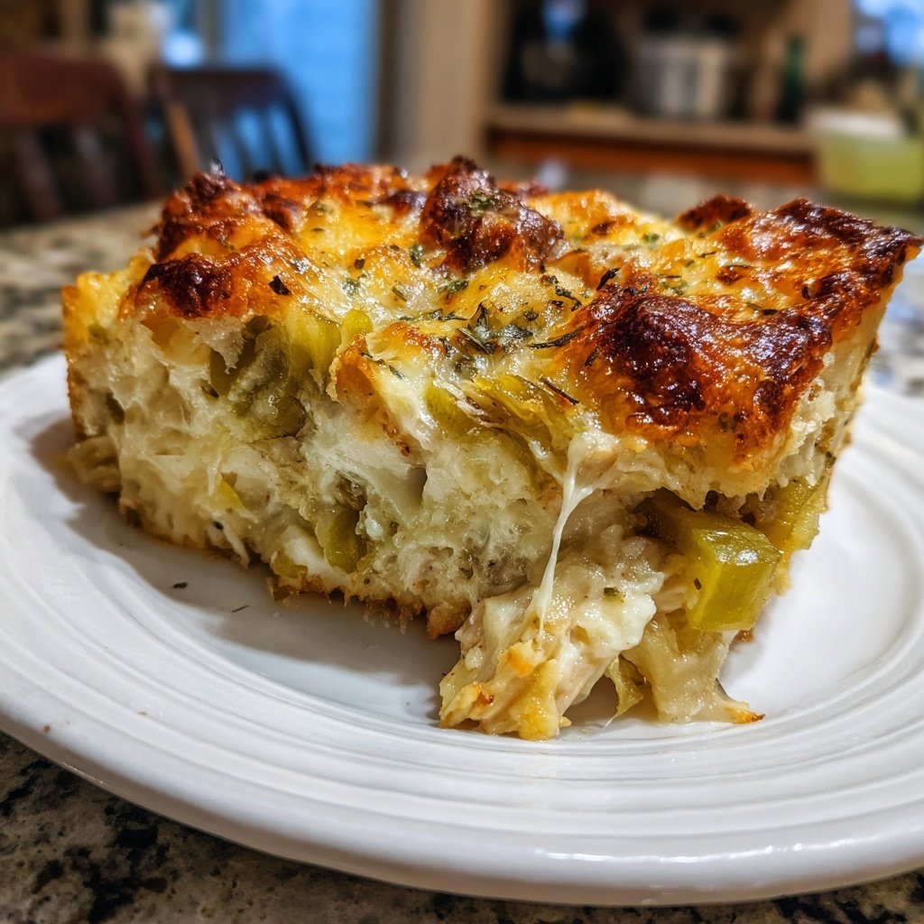 Shredded Chicken Green Chile Casserole