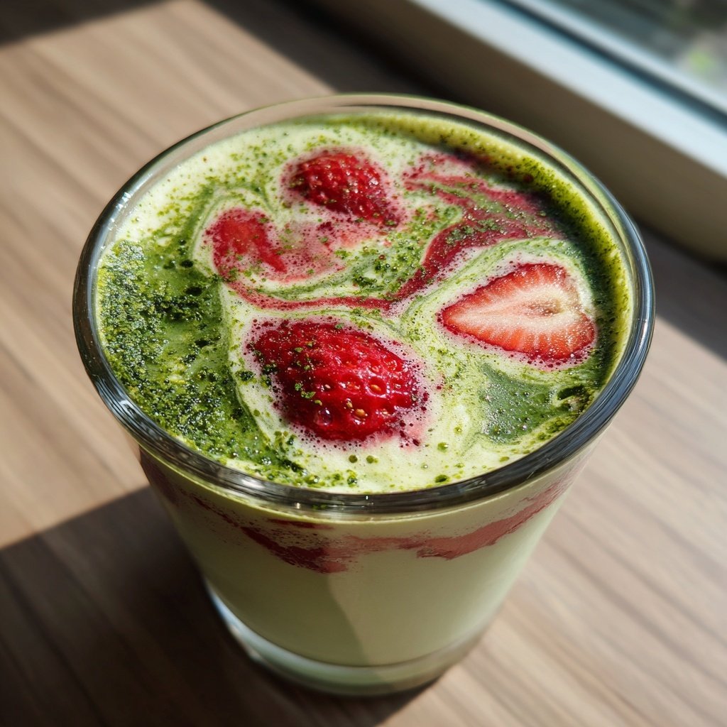 Strawberry Matcha Latte With Milk