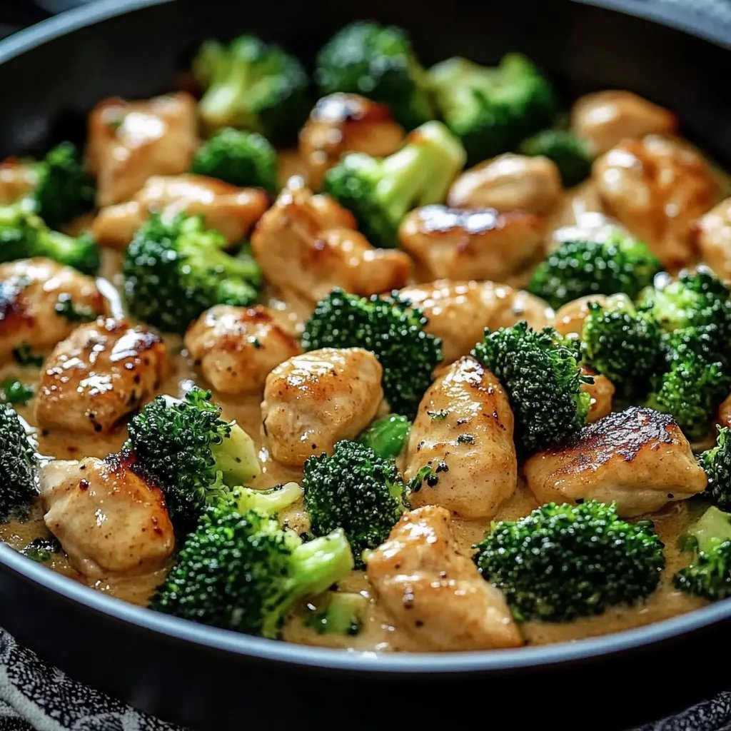 Creamy Garlic Chicken and Broccoli Skillet