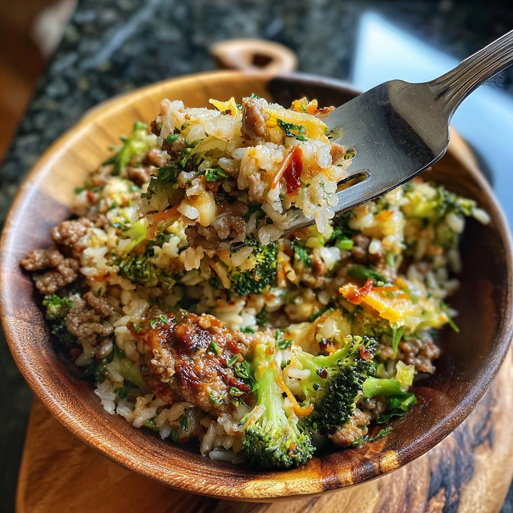 Ground Beef And Broccoli Rice Bowl