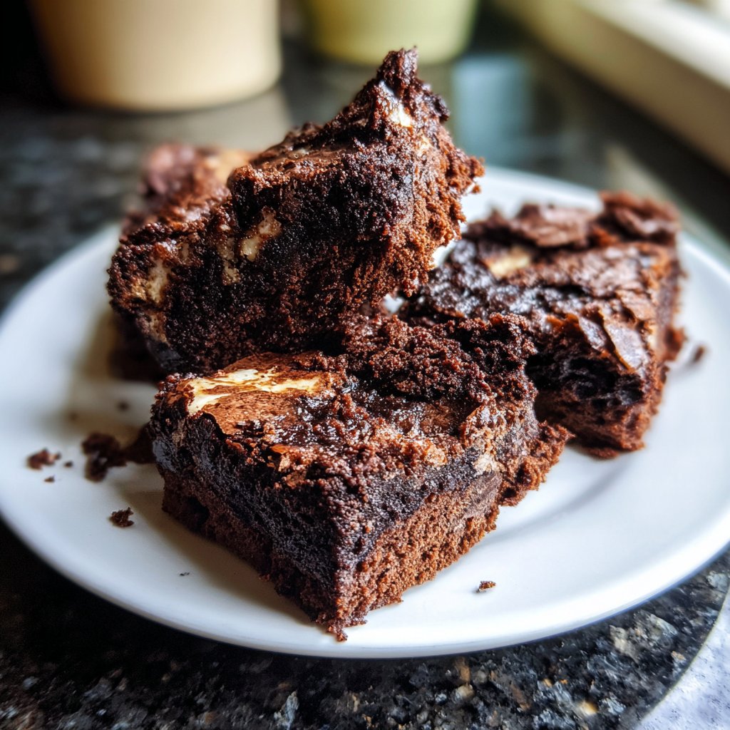 Cottage Cheese Brownies with Dark Cherry Swirl