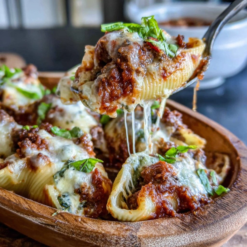 Ground Beef And Spinach Stuffed Shells