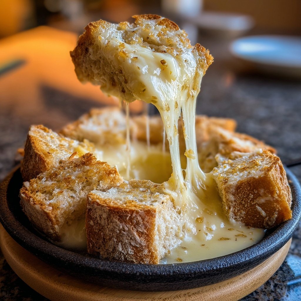 Fondue with Swiss Cheese and Garlic